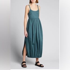 Tibi: OPEN-BACK GATHERED COTTON-POPLIN MIDI DRESS